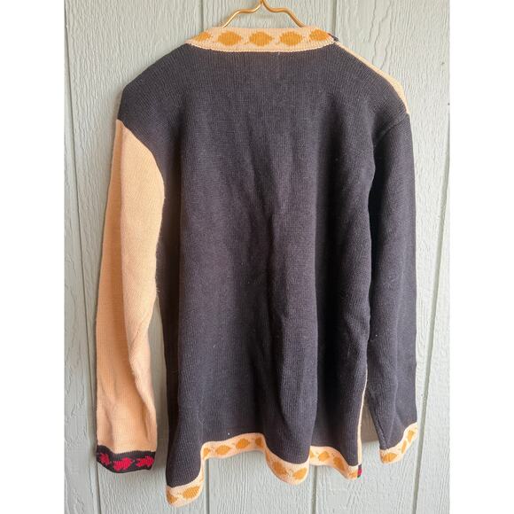 NWT Vintage Storybrook Knits Fall Animal Cardigan Leopard Fox Leaves Sweater L - Picture 6 of 6